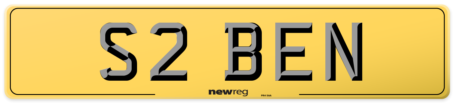 S2 BEN Rear Number Plate