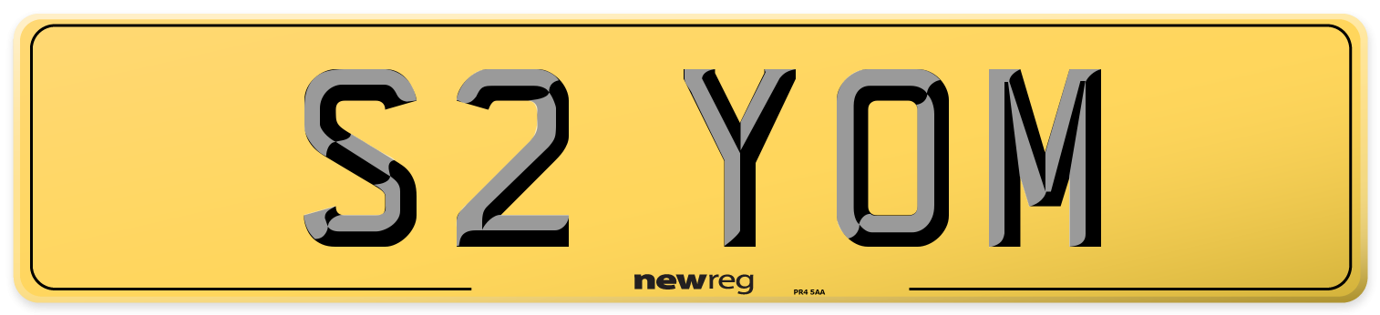 S2 YOM Rear Number Plate