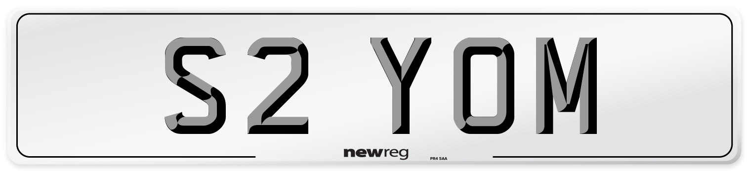 S2 YOM Front Number Plate