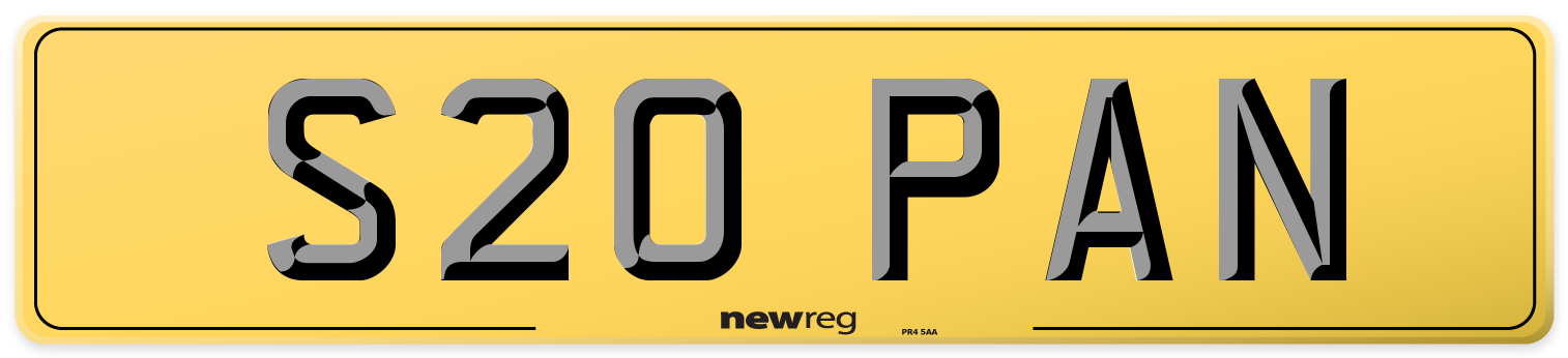 S20 PAN Rear Number Plate