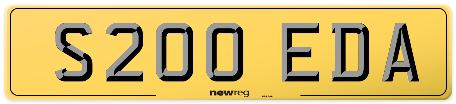 S200 EDA Rear Number Plate
