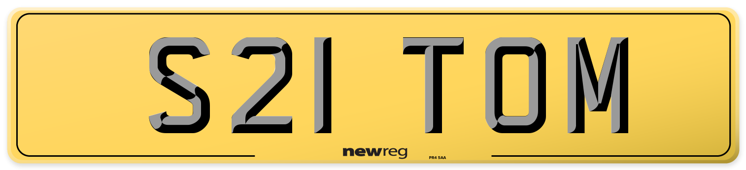 S21 TOM Rear Number Plate