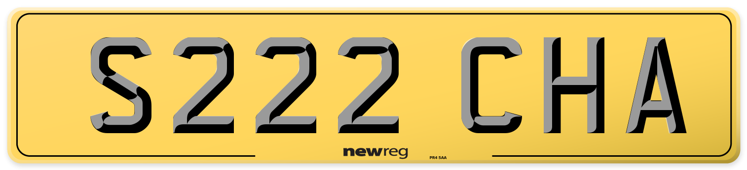 S222 CHA Rear Number Plate