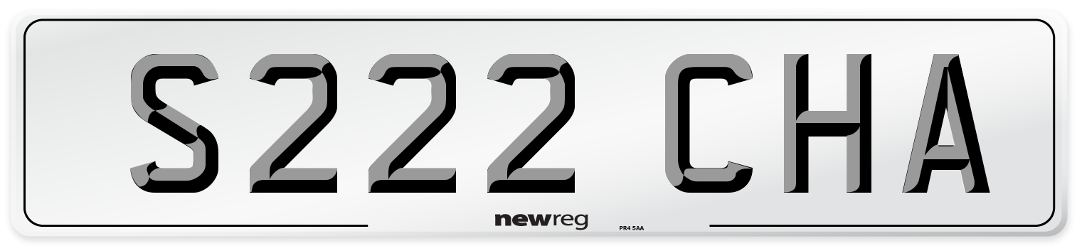 S222 CHA Front Number Plate