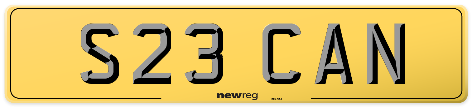 S23 CAN Rear Number Plate