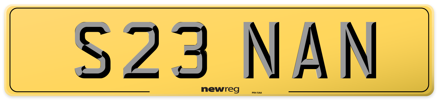 S23 NAN Rear Number Plate