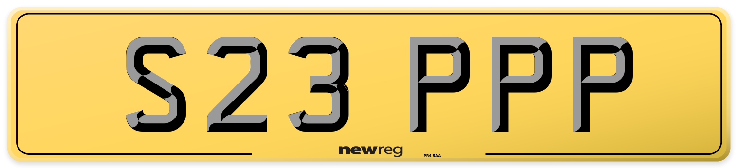 S23 PPP Rear Number Plate