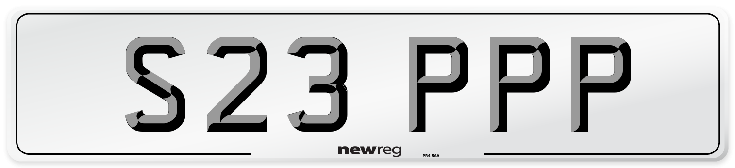 S23 PPP Front Number Plate