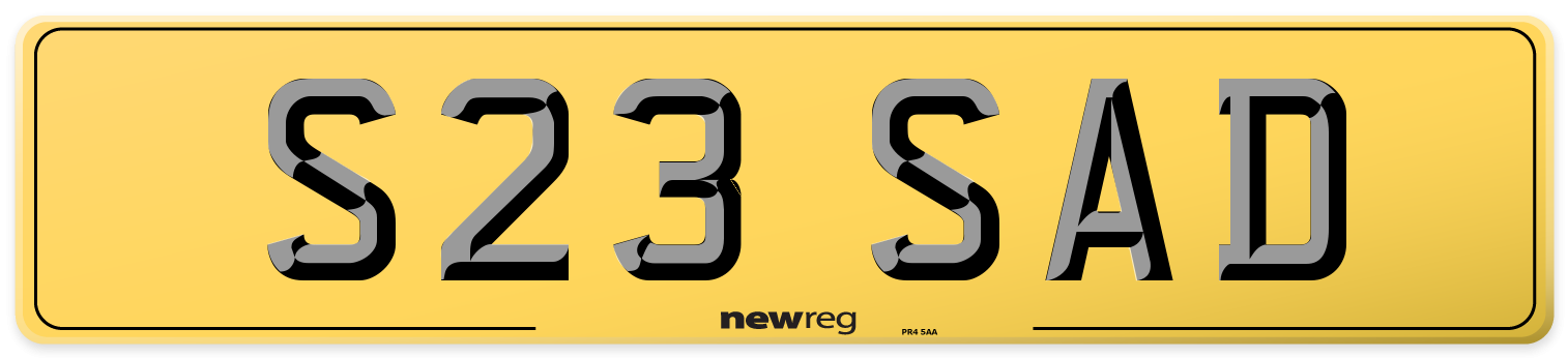 S23 SAD Rear Number Plate