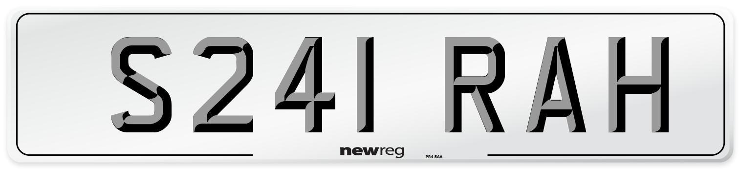 S241 RAH Front Number Plate