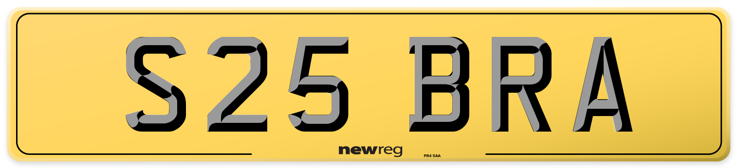 S25 BRA Rear Number Plate