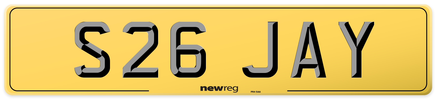 S26 JAY Rear Number Plate