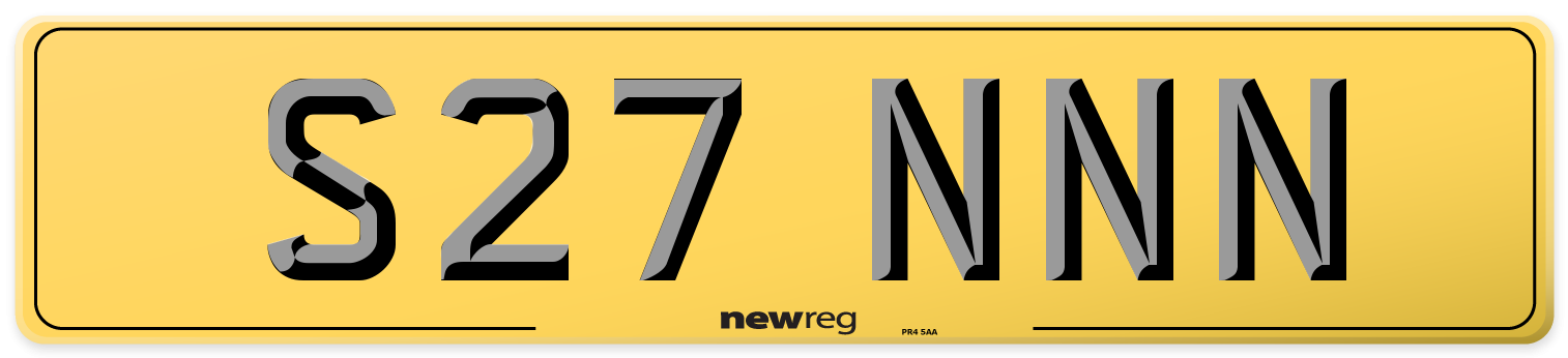 S27 NNN Rear Number Plate