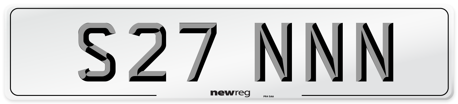 S27 NNN Front Number Plate