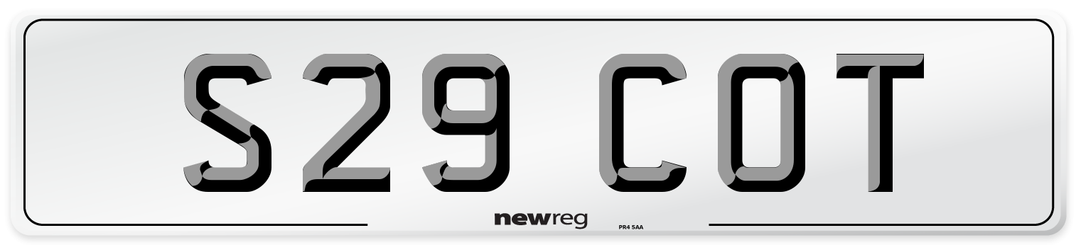 S29 COT Front Number Plate