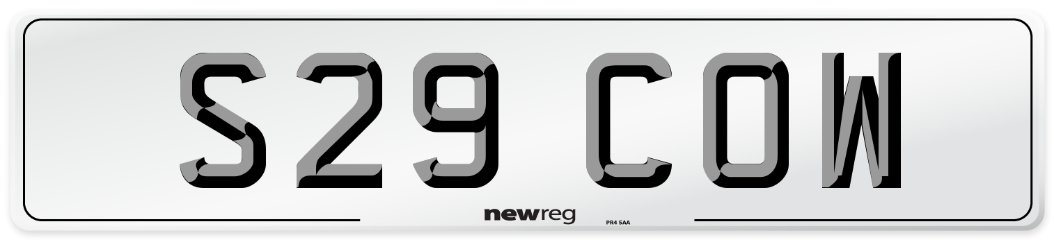 S29 COW Front Number Plate