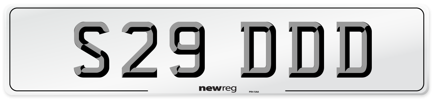 S29 DDD Front Number Plate