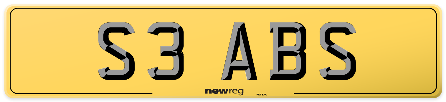 S3 ABS Rear Number Plate