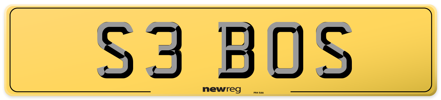 S3 BOS Rear Number Plate