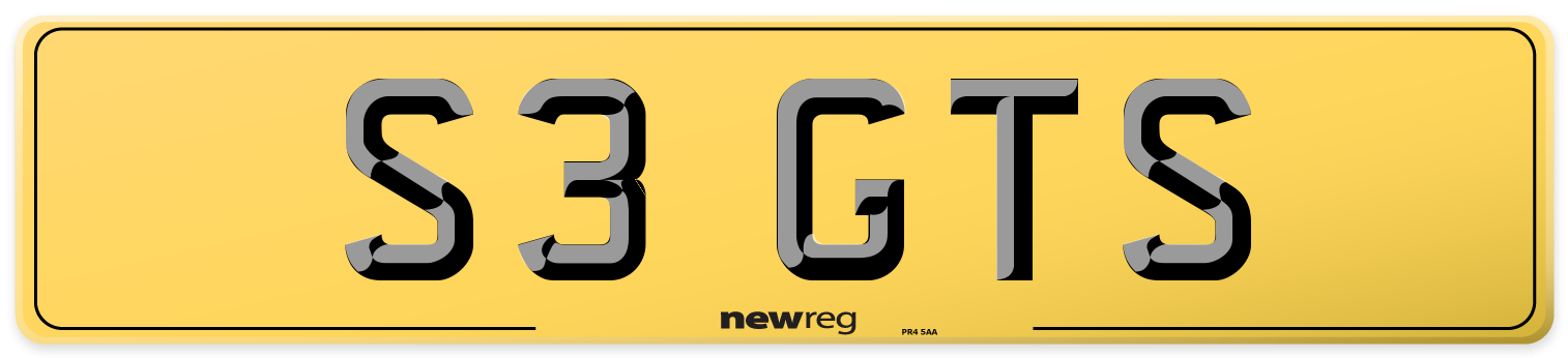 S3 GTS Rear Number Plate
