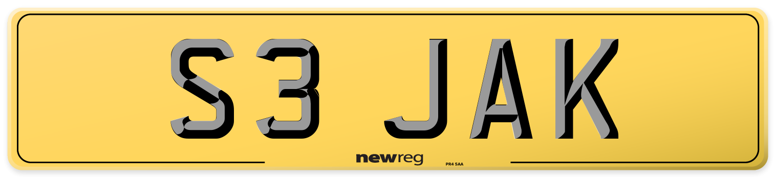 S3 JAK Rear Number Plate