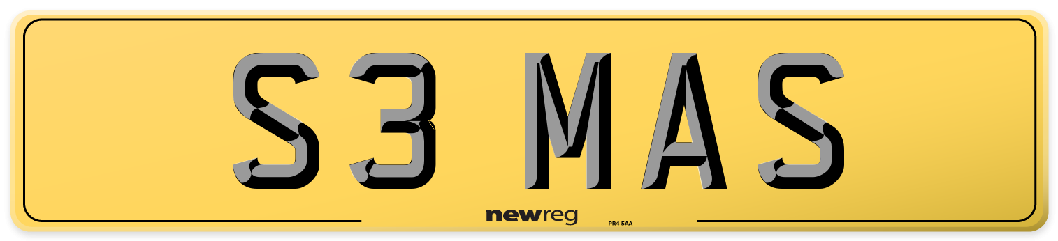S3 MAS Rear Number Plate