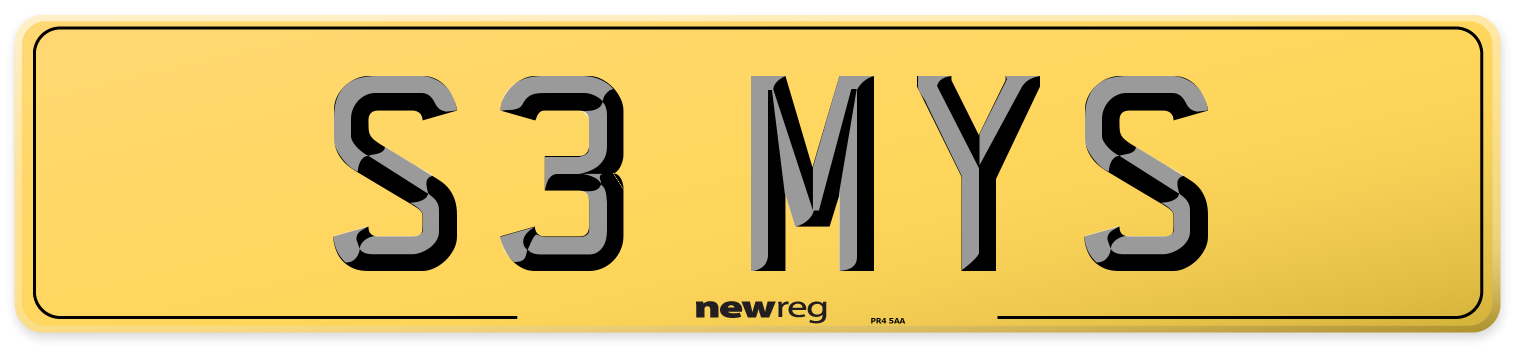 S3 MYS Rear Number Plate