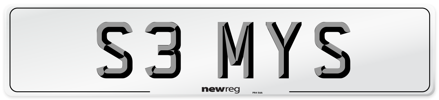 S3 MYS Front Number Plate