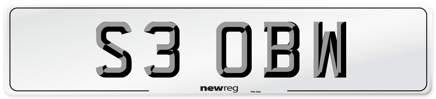 S3 OBW Front Number Plate
