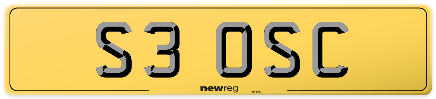 S3 OSC Rear Number Plate