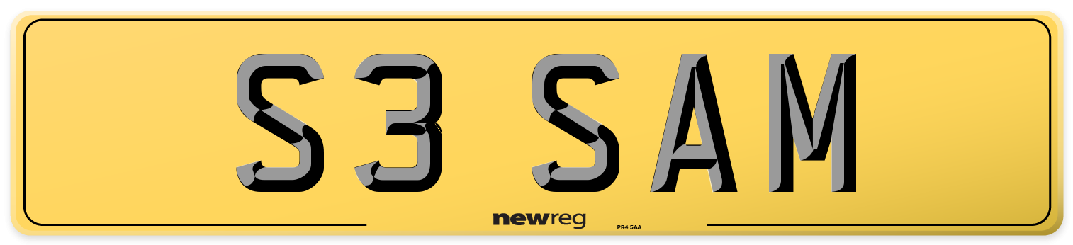 S3 SAM Rear Number Plate