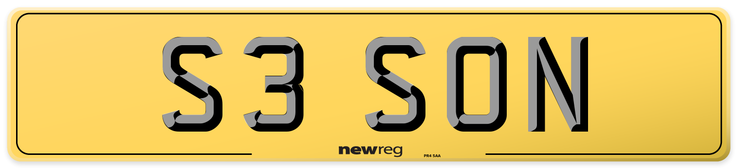 S3 SON Rear Number Plate