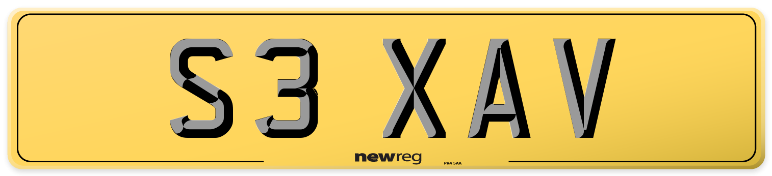 S3 XAV Rear Number Plate