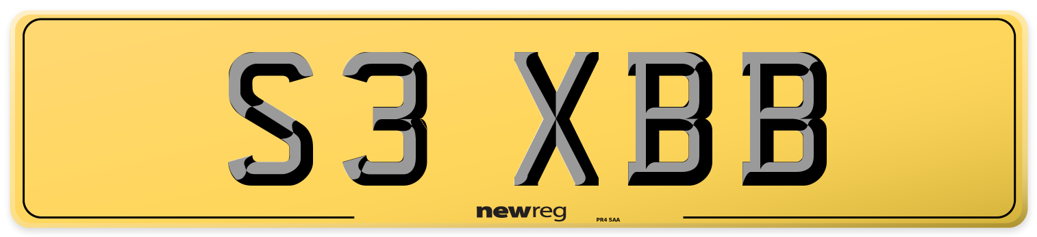S3 XBB Rear Number Plate