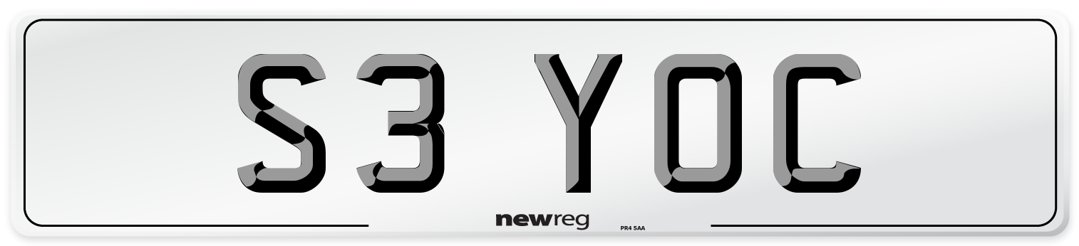S3 YOC Front Number Plate
