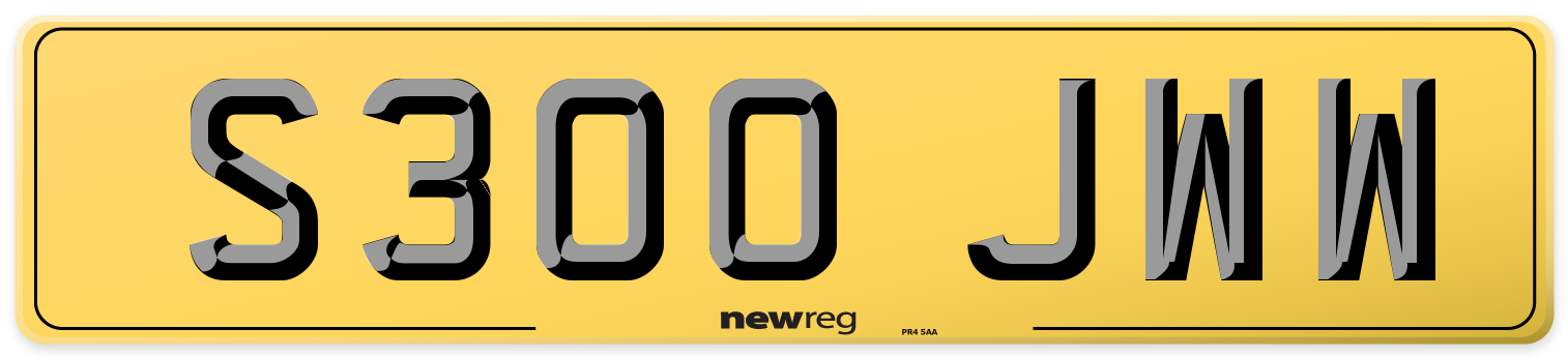 S300 JWW Rear Number Plate