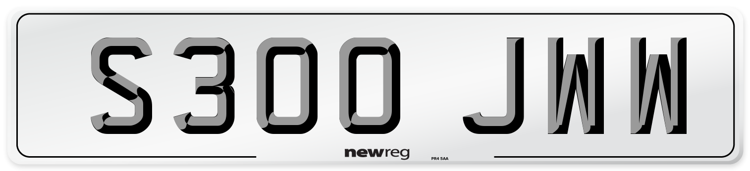 S300 JWW Front Number Plate