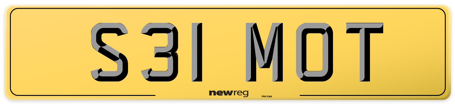 S31 MOT Rear Number Plate