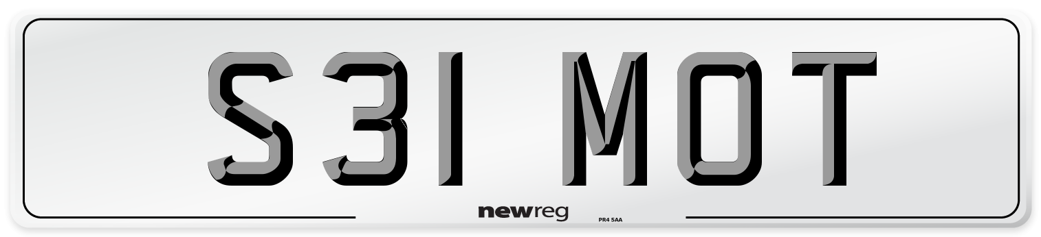 S31 MOT Front Number Plate