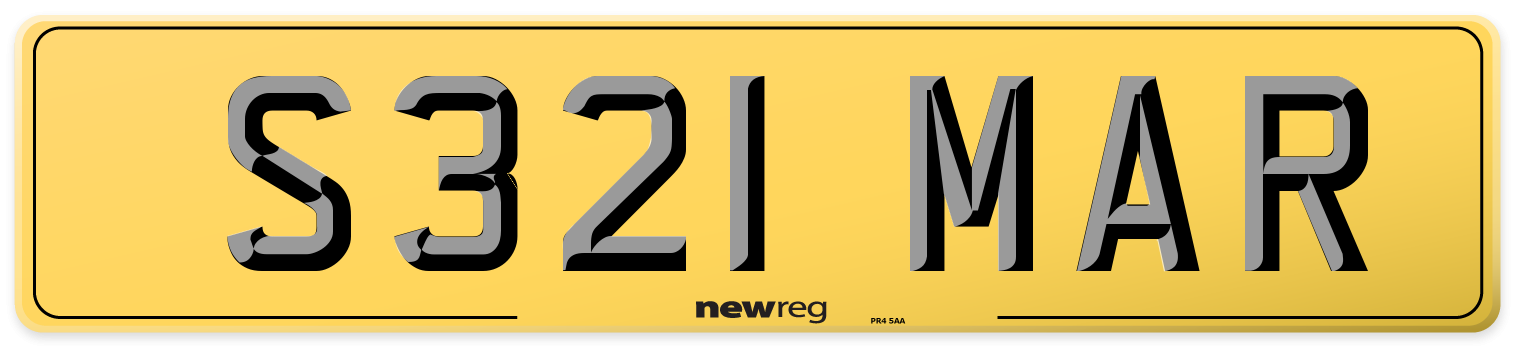 S321 MAR Rear Number Plate