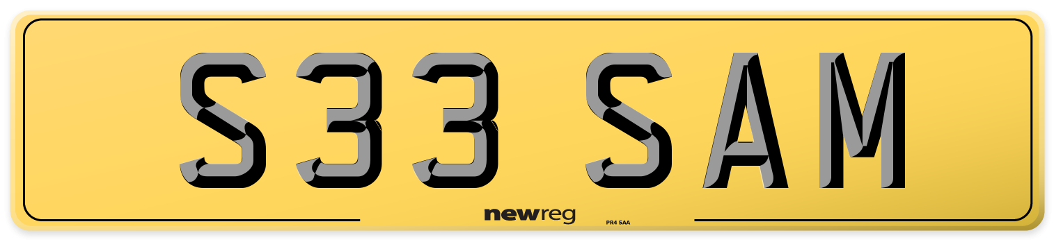 S33 SAM Rear Number Plate