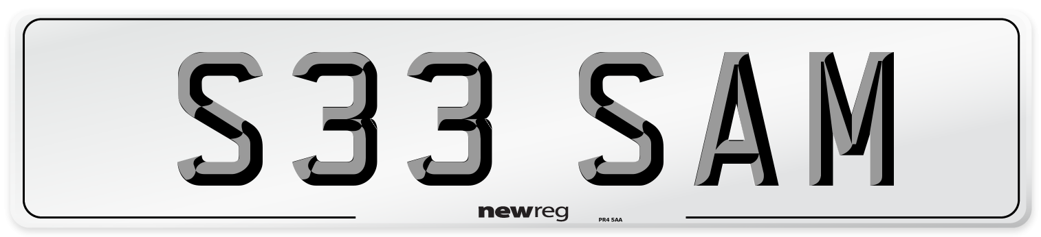 S33 SAM Front Number Plate