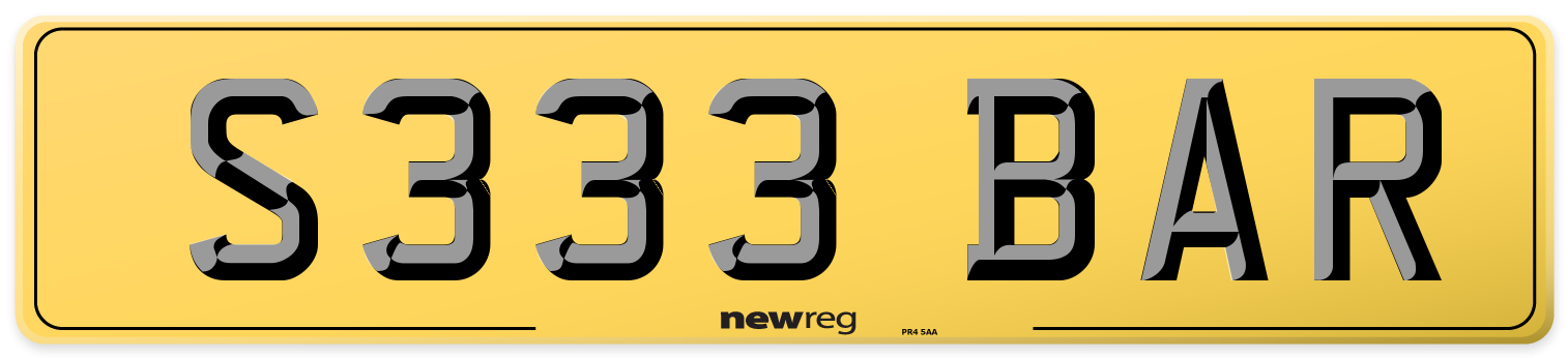 S333 BAR Rear Number Plate