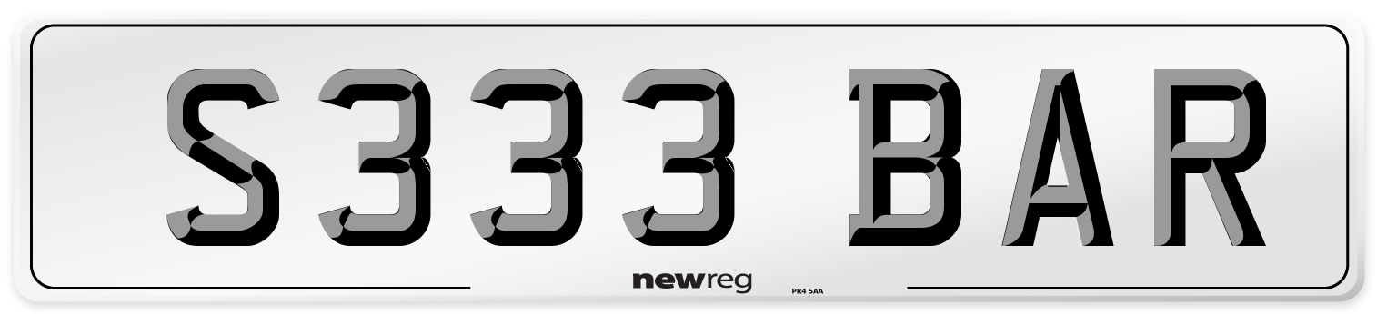 S333 BAR Front Number Plate