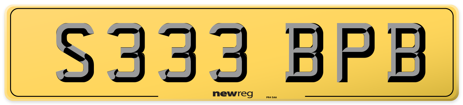 S333 BPB Rear Number Plate