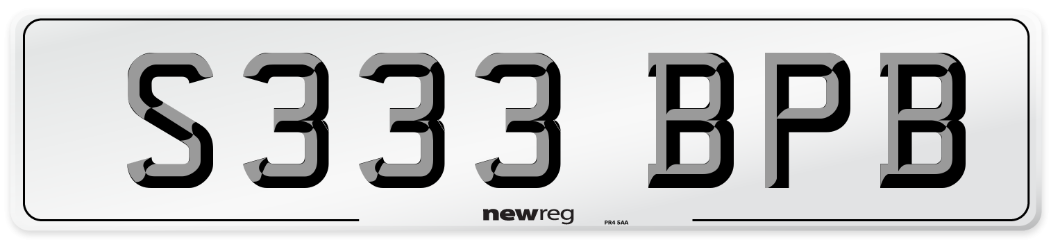 S333 BPB Front Number Plate
