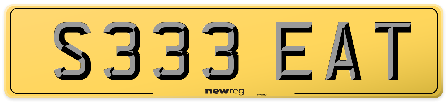 S333 EAT Rear Number Plate