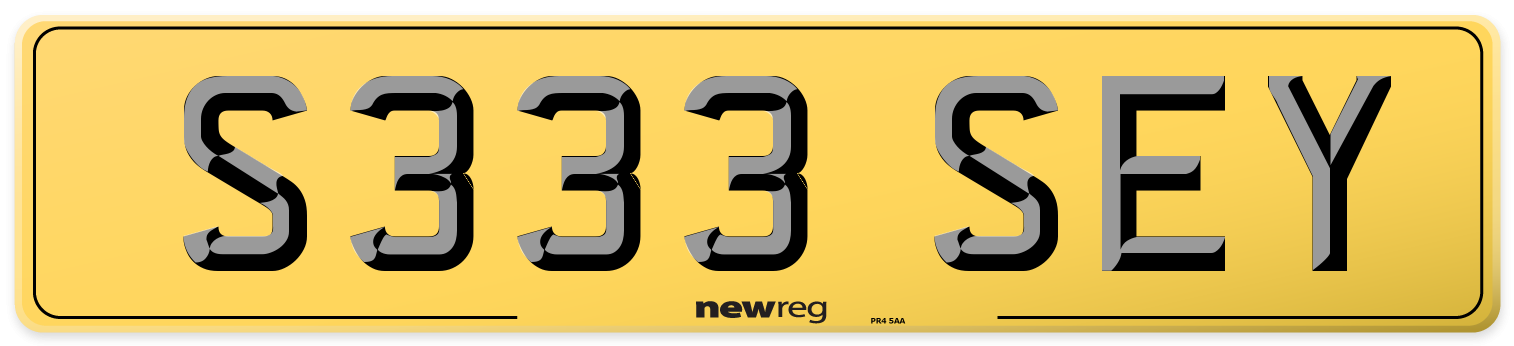 S333 SEY Rear Number Plate