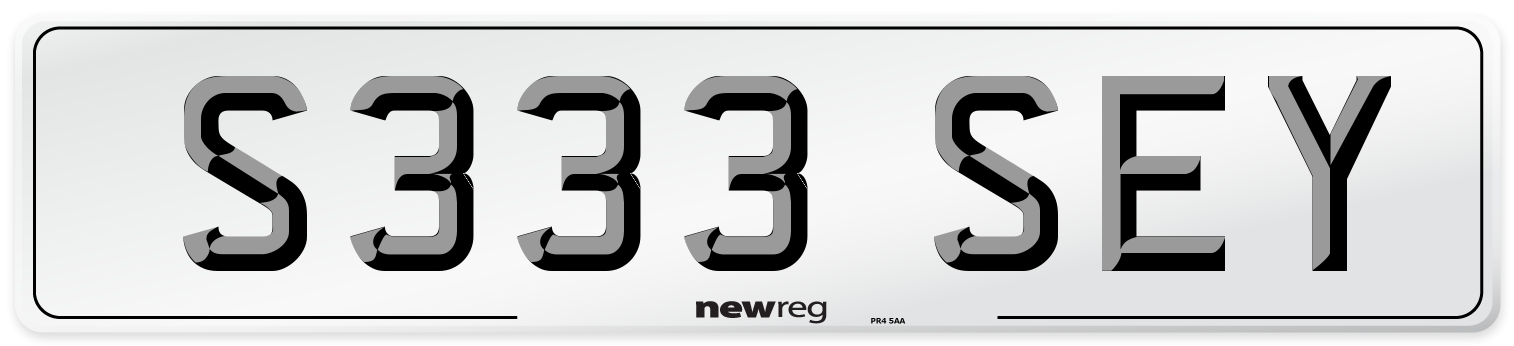 S333 SEY Front Number Plate