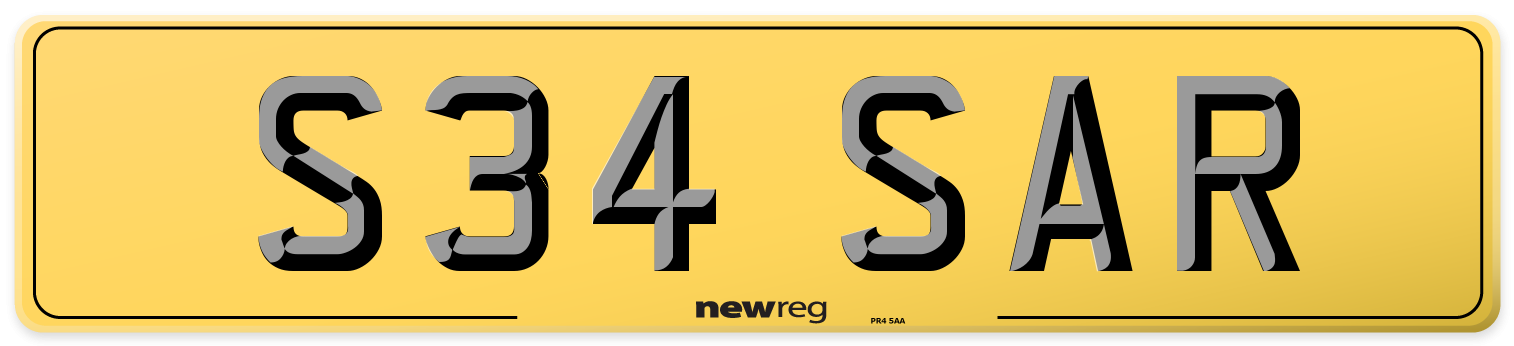 S34 SAR Rear Number Plate